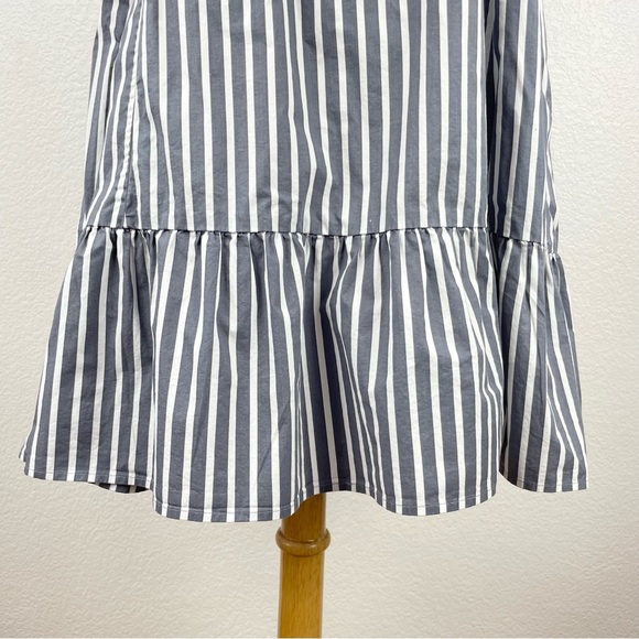 {ATM} Blue Striped Cotton Poplin Tent Mini Dress, Size XS - Picture 5 of 9